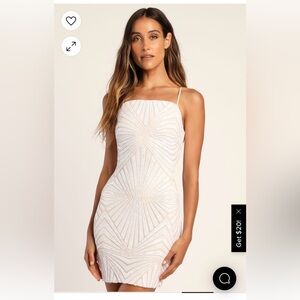 Lulu’s Lost In Your Eyes White Sequin Bodycon Mini Dress Size Medium